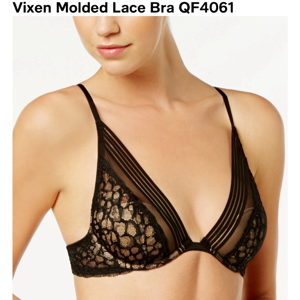 Calvin Klein "Vixen" molded lace Plunge Bra 36C - Picture 2 of 6